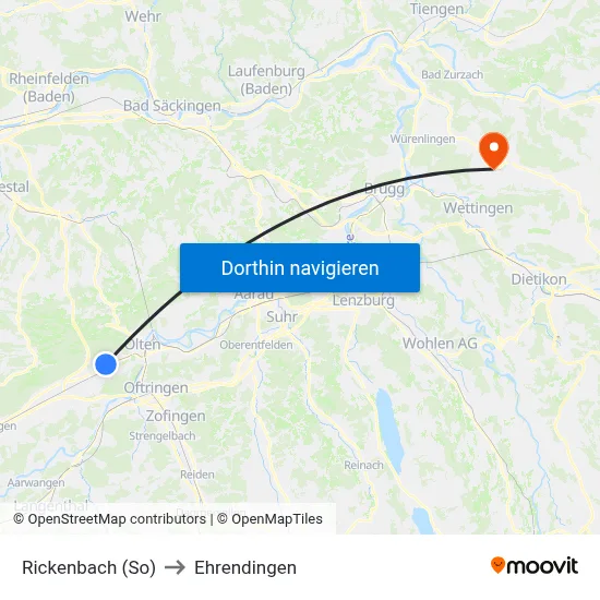 Rickenbach (So) to Ehrendingen map