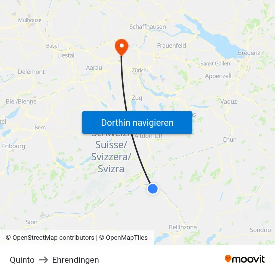 Quinto to Ehrendingen map