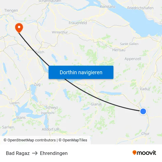 Bad Ragaz to Ehrendingen map