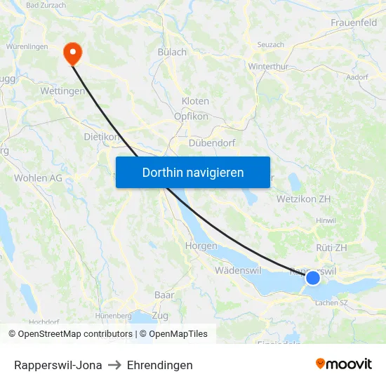 Rapperswil-Jona to Ehrendingen map
