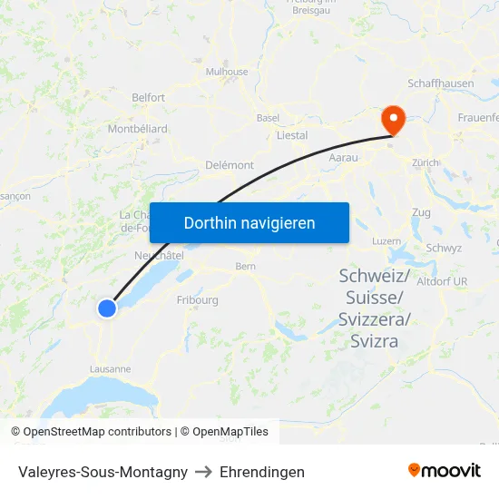 Valeyres-Sous-Montagny to Ehrendingen map