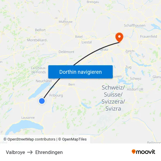 Valbroye to Ehrendingen map