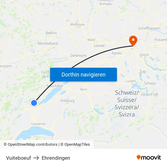 Vuiteboeuf to Ehrendingen map