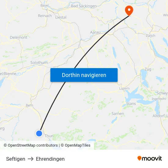 Seftigen to Ehrendingen map
