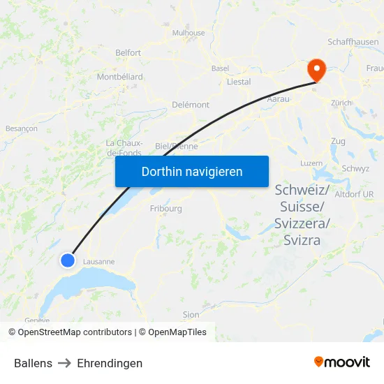 Ballens to Ehrendingen map