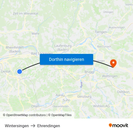 Wintersingen to Ehrendingen map