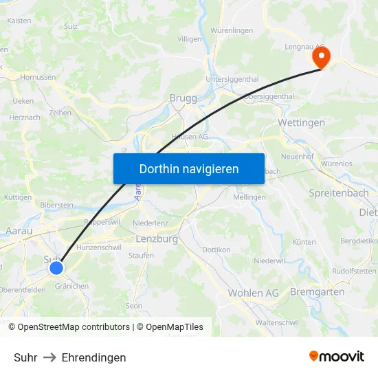 Suhr to Ehrendingen map