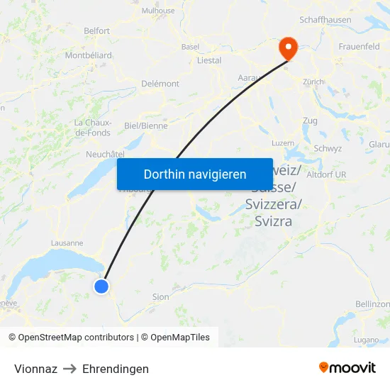Vionnaz to Ehrendingen map