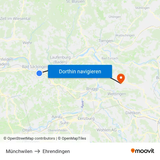 Münchwilen to Ehrendingen map