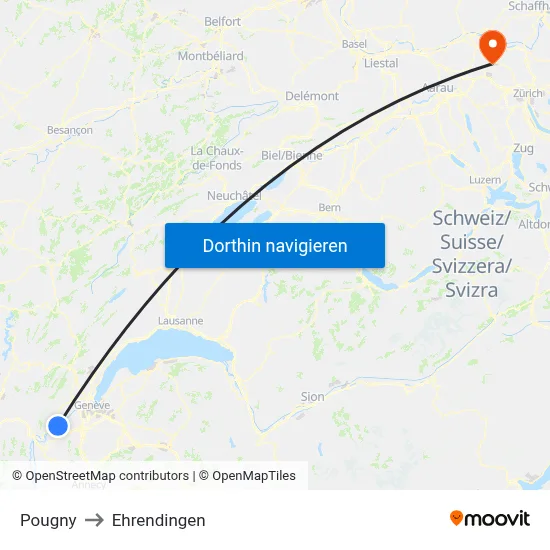 Pougny to Ehrendingen map