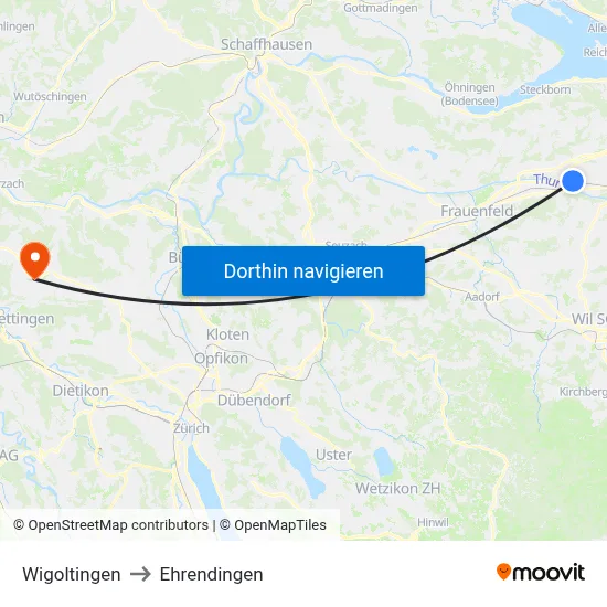 Wigoltingen to Ehrendingen map