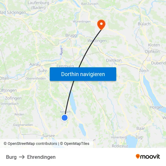 Burg to Ehrendingen map