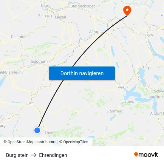 Burgistein to Ehrendingen map