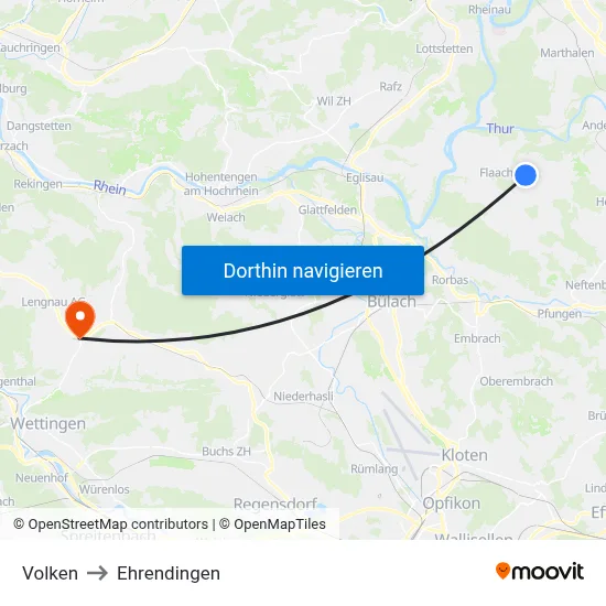 Volken to Ehrendingen map