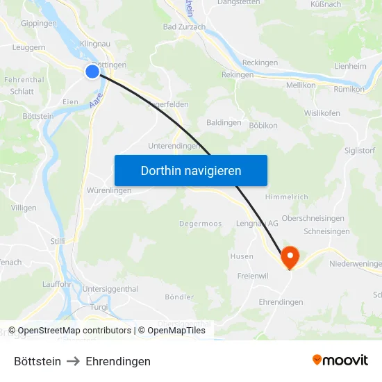 Böttstein to Ehrendingen map