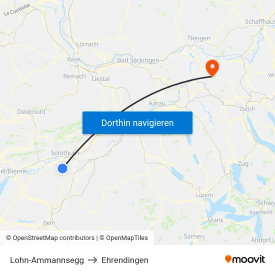 Lohn-Ammannsegg to Ehrendingen map
