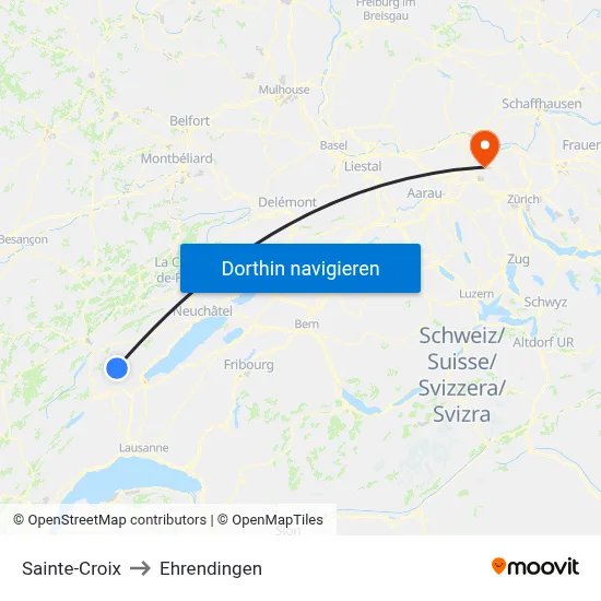Sainte-Croix to Ehrendingen map