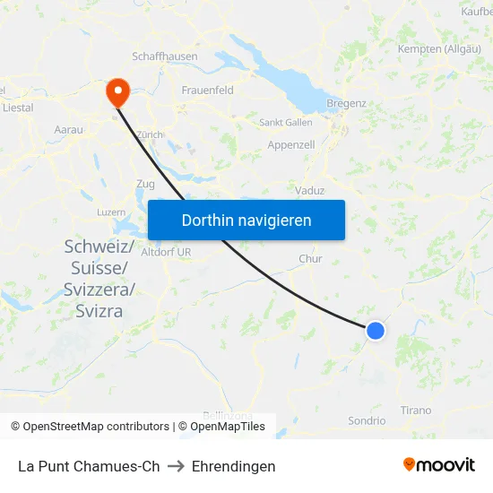 La Punt Chamues-Ch to Ehrendingen map