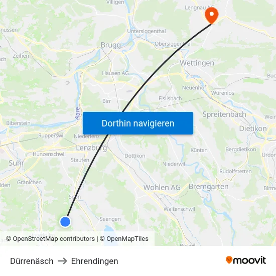 Dürrenäsch to Ehrendingen map