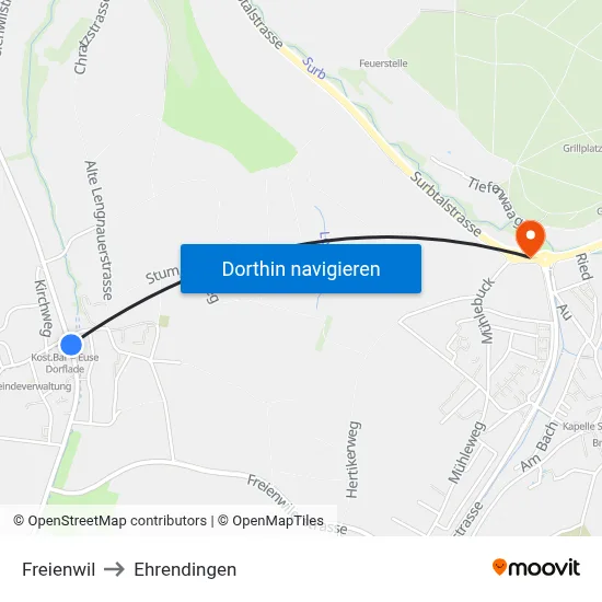 Freienwil to Ehrendingen map