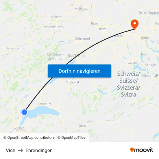 Vich to Ehrendingen map