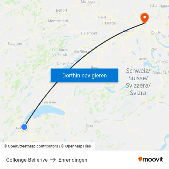 Collonge-Bellerive to Ehrendingen map