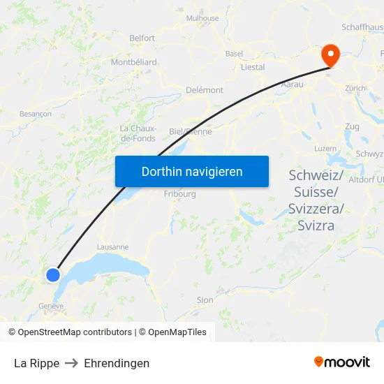La Rippe to Ehrendingen map