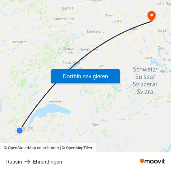 Russin to Ehrendingen map