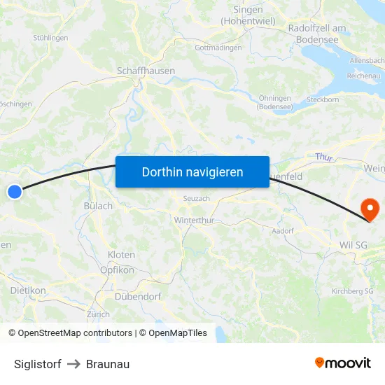 Siglistorf to Braunau map