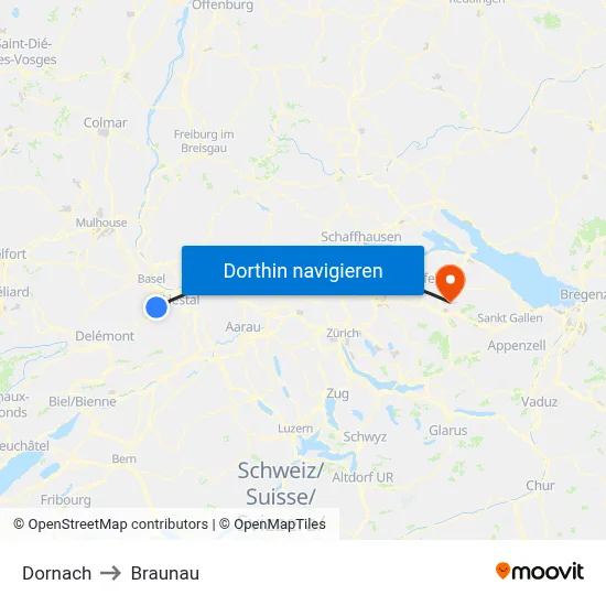 Dornach to Braunau map