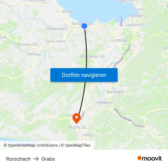 Rorschach to Grabs map