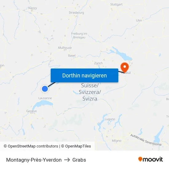 Montagny-Près-Yverdon to Grabs map