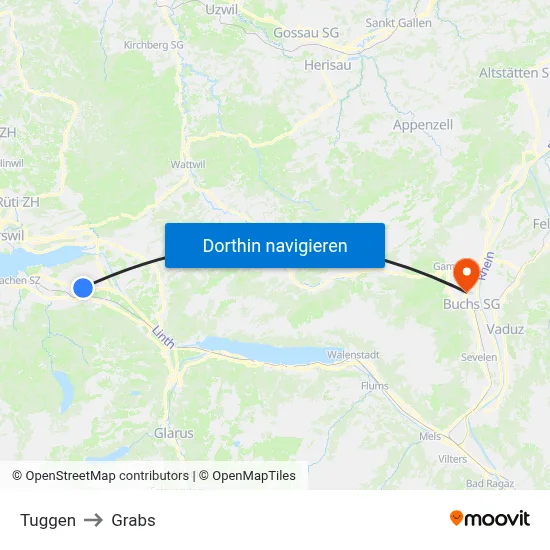 Tuggen to Grabs map