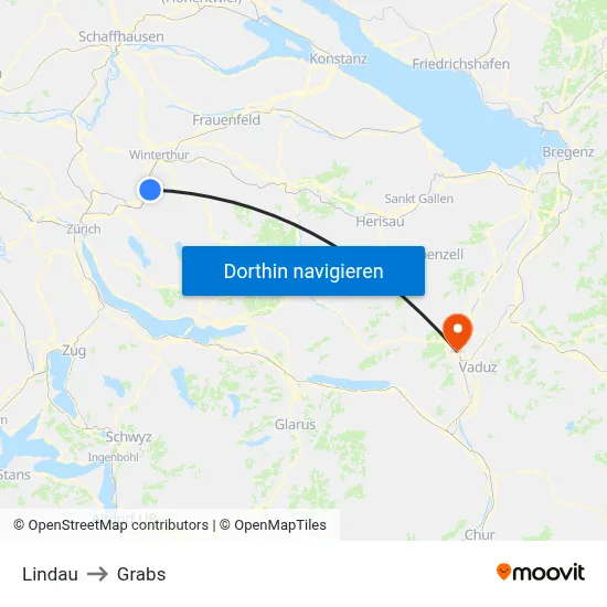 Lindau to Grabs map