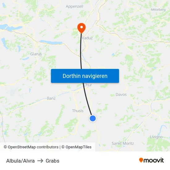 Albula/Alvra to Grabs map