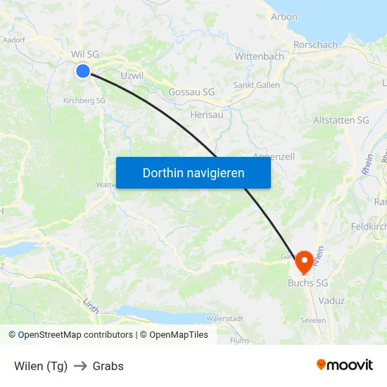 Wilen (Tg) to Grabs map