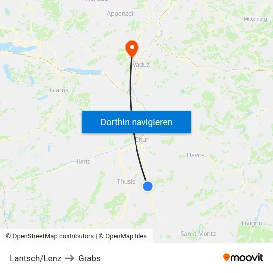 Lantsch/Lenz to Grabs map