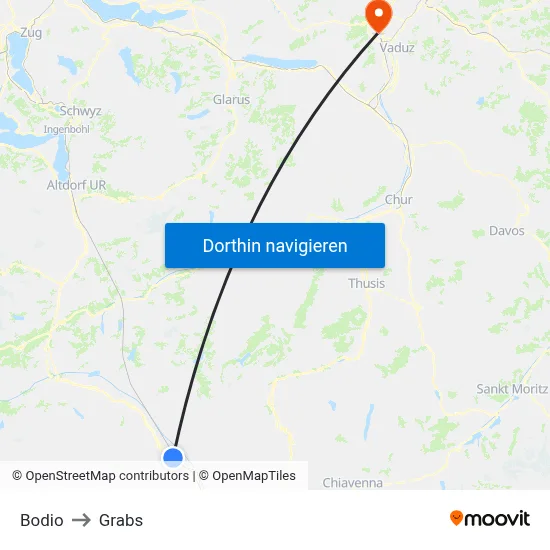 Bodio to Grabs map