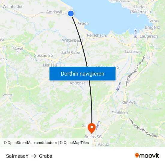 Salmsach to Grabs map