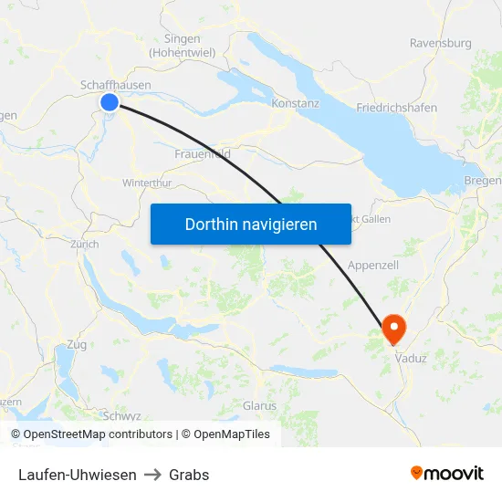 Laufen-Uhwiesen to Grabs map