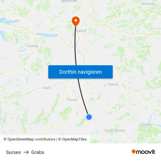 Surses to Grabs map