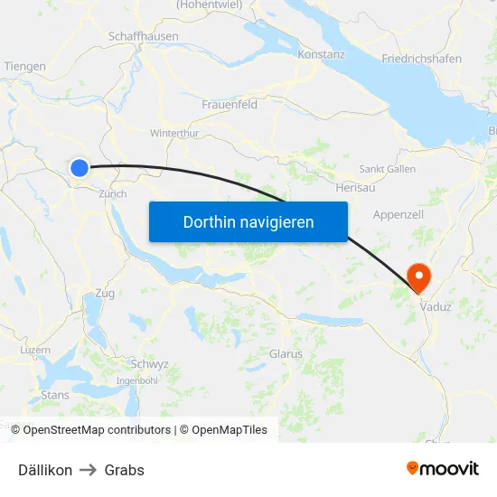 Dällikon to Grabs map