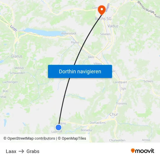 Laax to Grabs map