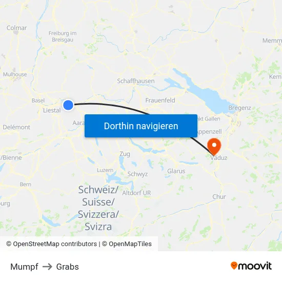 Mumpf to Grabs map