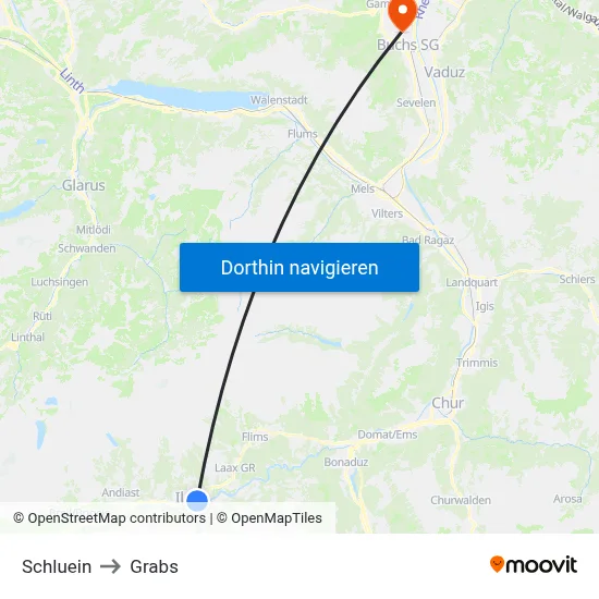 Schluein to Grabs map