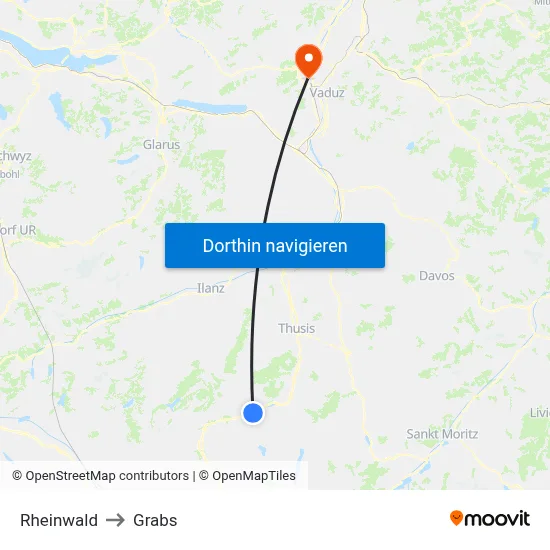 Rheinwald to Grabs map