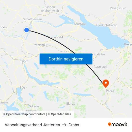 Verwaltungsverband Jestetten to Grabs map