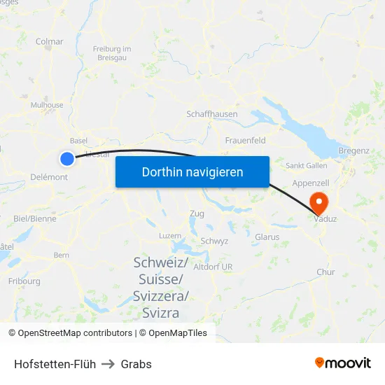 Hofstetten-Flüh to Grabs map