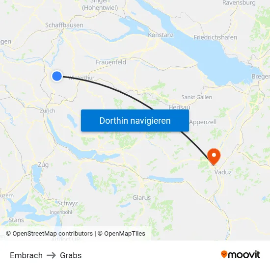 Embrach to Grabs map