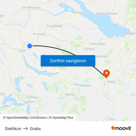 Dietlikon to Grabs map
